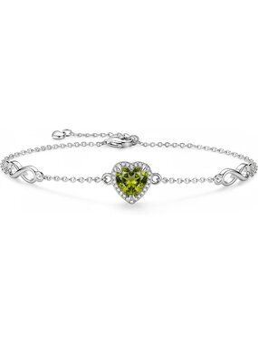 Heart Infinity Knot Birthstone Charm Bracelet for Women - Elegant Gift Accessory
